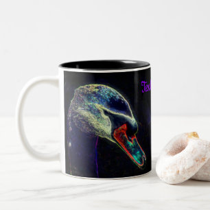 Caneca De Café Em Dois Tons Regal Swan Abstrato Art Personalizado