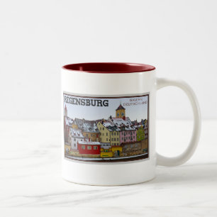 Caneca De Café Em Dois Tons Regensburg - inverno ao longo do Donau