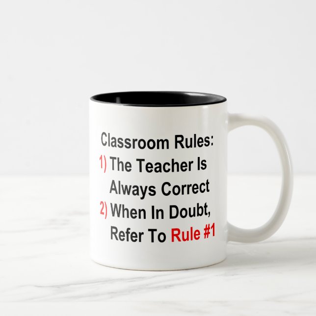 Caneca De Café Em Dois Tons Regras da sala de aula (Direita)
