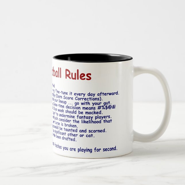 Caneca De Café Em Dois Tons Regras do futebol da fantasia (Direita)