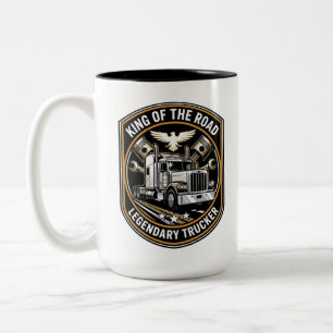Caneca De Café Em Dois Tons Rei da Estrada Crachá Retro de Caminhoneiro Lendár