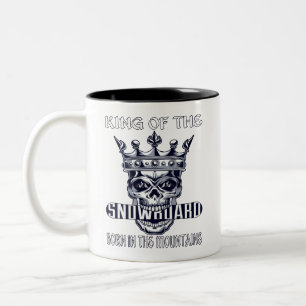 Caneca De Café Em Dois Tons Rei Do Nascer De Snowboard Nas Montanhas