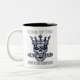 Caneca De Café Em Dois Tons Rei Do Nascer De Snowboard Nas Montanhas