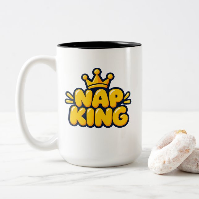 Caneca De Café Em Dois Tons Rei do Sono (Com Donut)