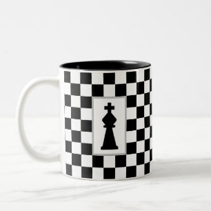 Caneca De Café Em Dois Tons Rei Preto em Xadrez Preto e Branco