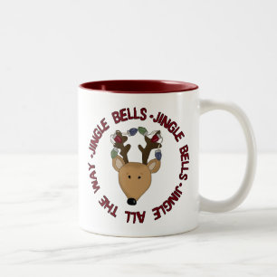 Caneca De Café Em Dois Tons Reindeer Jingle Bells Camisetas e presentes