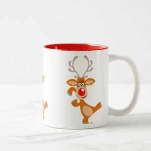 Caneca De Café Em Dois Tons Reindeer Mug, um cartoon de dança