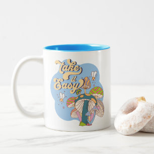 Caneca De Café Em Dois Tons Relaxe – Cogumelo Psicodélico Retro
