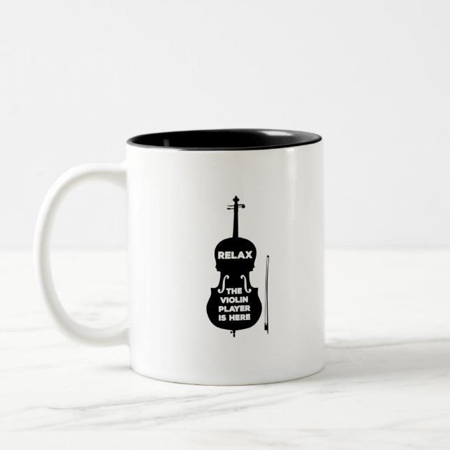 Caneca De Café Em Dois Tons Relaxe, o Jogador de Violino está aqui (Esquerda)