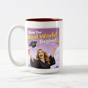 Caneca De Café Em Dois Tons Relógio de festa de formatura floral rosa elegante