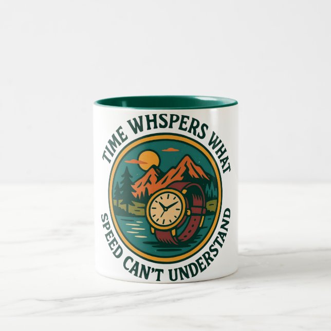 Caneca De Café Em Dois Tons Relógio de Montanha Retro Citação (Centro)