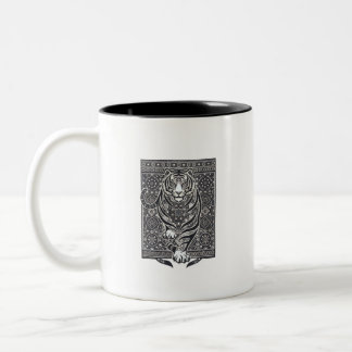 Caneca De Café Em Dois Tons Remendo de Tigre Mandala