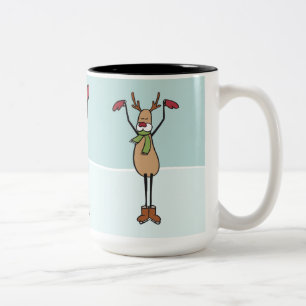 Caneca De Café Em Dois Tons Rena bonito da dança - Natal