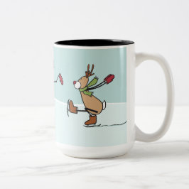 Caneca De Café Em Dois Tons Rena bonito da dança - Natal