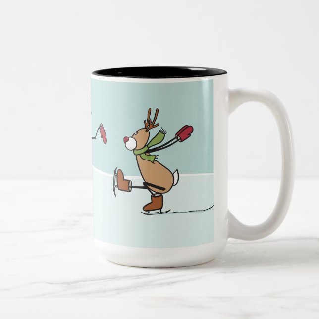 Caneca De Café Em Dois Tons Rena bonito da dança - Natal (Direita)