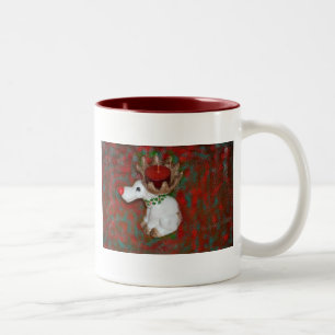 Caneca De Café Em Dois Tons Rena de Nariz Vermelho de Natal Alce