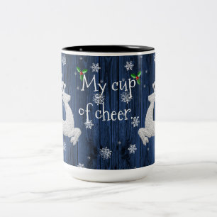 Caneca De Café Em Dois Tons Rena de Natal Russa Azul Coffee Mug