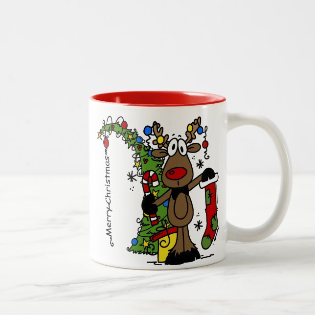 Caneca De Café Em Dois Tons Rena do Feliz Natal festiva (Direita)