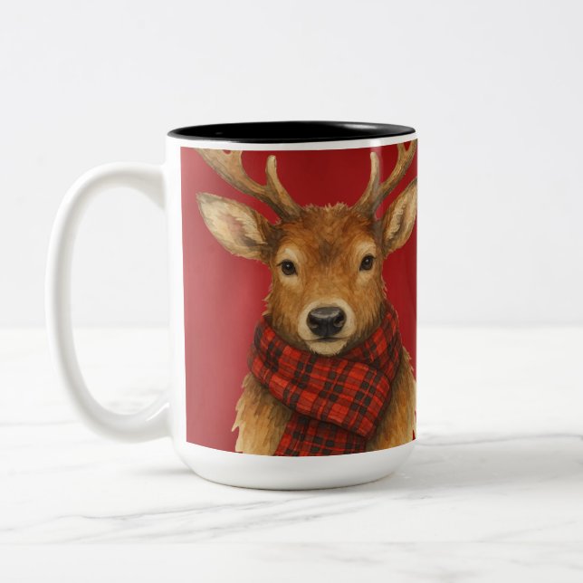 Caneca De Café Em Dois Tons Renas de Natal Feliz (Esquerda)