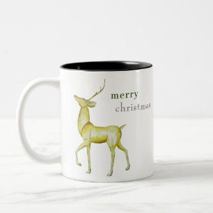 Caneca De Café Em Dois Tons Renascença Minimalista Feliz Natal Rena 