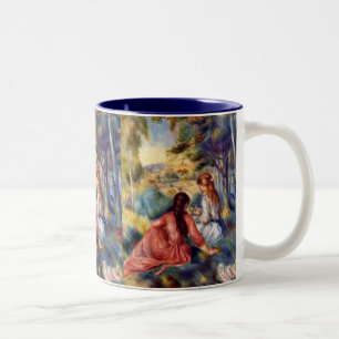 Caneca De Café Em Dois Tons Renoir: Duas meninas que sentam-se na grama