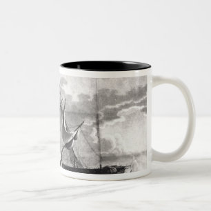 Caneca De Café Em Dois Tons Representação da fragata dos E.U.,