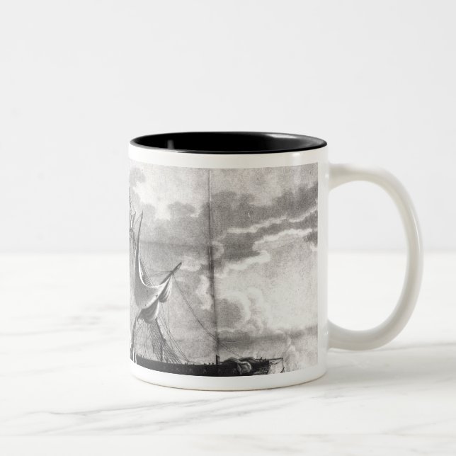 Caneca De Café Em Dois Tons Representação da fragata dos E.U., (Direita)
