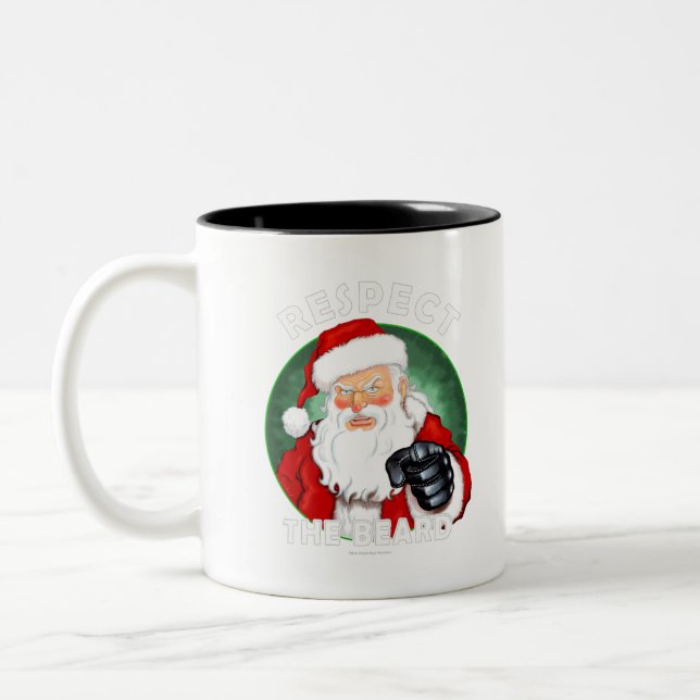 Caneca De Café Em Dois Tons Respeite o Natal da Barba Papai Noel Engraçado (Esquerda)