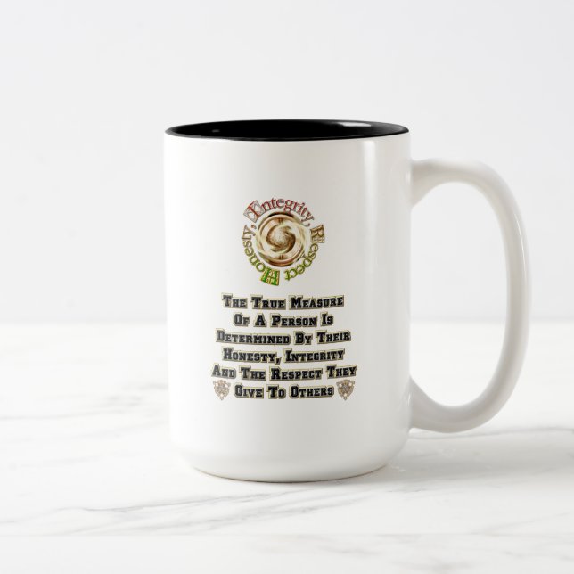 Caneca De Café Em Dois Tons Respeito da integridade da honestidade MXT (Direita)