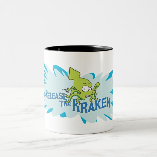 Caneca De Café Em Dois Tons Respingo grande de Kraken (Centro)