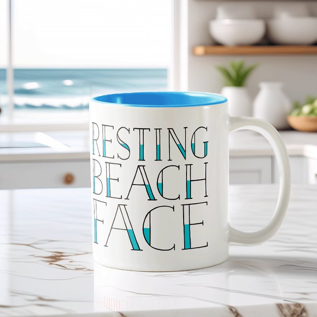 Caneca De Café Em Dois Tons Resting Beach Face Summer (Criador carregado)