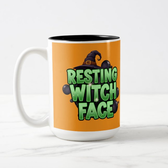 Caneca De Café Em Dois Tons Resting Witch Face Tee (Esquerda)