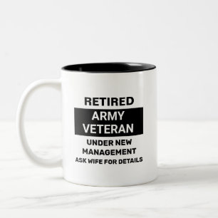 Caneca De Café Em Dois Tons Retirada do Exército Veterano Engraçado