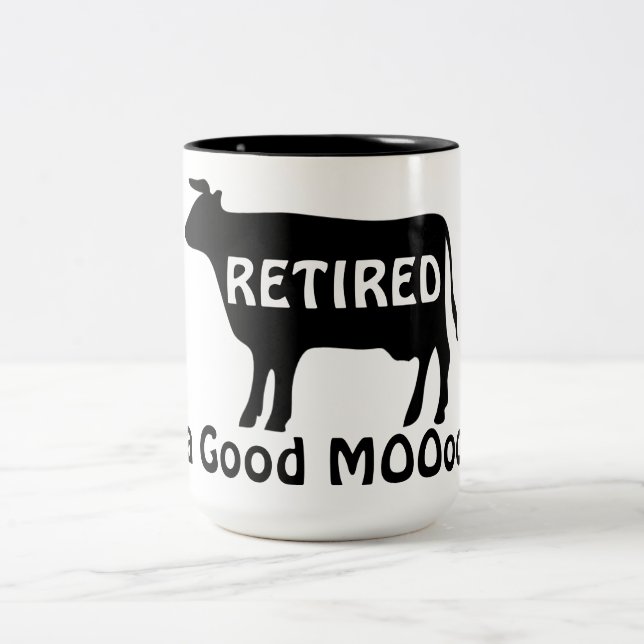 Caneca De Café Em Dois Tons Retired in a Good MOOood Funny Cow Retirement (Centro)