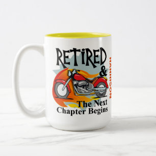 Caneca De Café Em Dois Tons Retirement Funny Bikers Dizendo