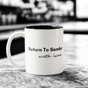 Caneca De Café Em Dois Tons Retornar ao Remetente com Cotação de Amor