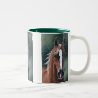 Caneca De Café Em Dois Tons Retrato árabe do cavalo de Z