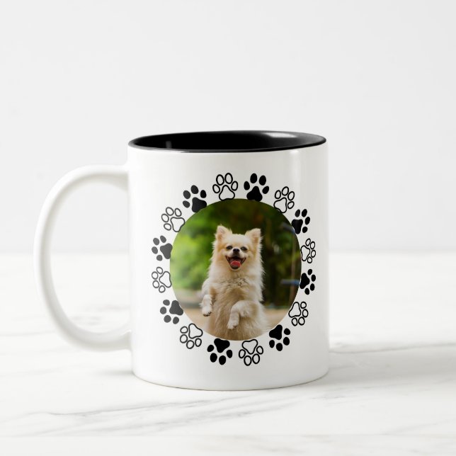 Caneca De Café Em Dois Tons Retrato canino comumizável para cães (Esquerda)