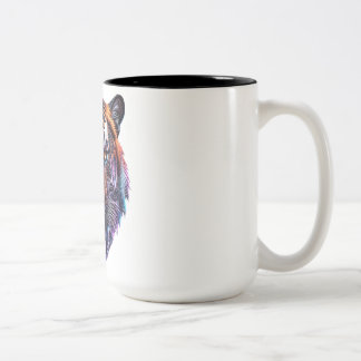 Caneca De Café Em Dois Tons Retrato Cibernético Bio-Mecânico de Tigre