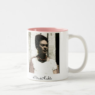 Caneca De Café Em Dois Tons Retrato de matéria têxtil de Frida Kahlo