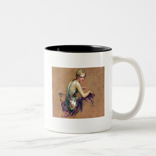 Caneca De Café Em Dois Tons Retrato de Pastel (Direita)