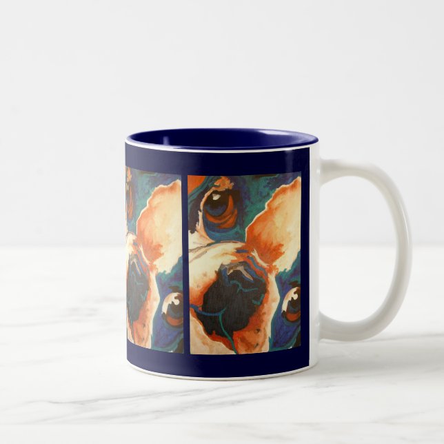 Caneca De Café Em Dois Tons Retrato de Pet Bulldog Francês (Direita)