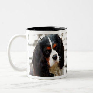 Caneca De Café Em Dois Tons Retrato De Um Rei Charles Cavalier Spaniel