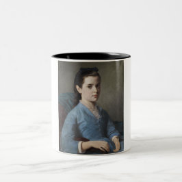 Caneca De Café Em Dois Tons Retrato de uma Menina Elegante (por Leloir)