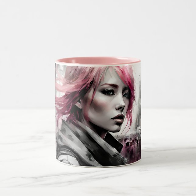 Caneca De Café Em Dois Tons retrato de uma mulher (Centro)