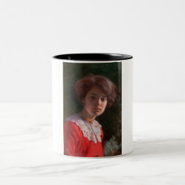 Caneca De Café Em Dois Tons Retrato de uma Senhora (por Elin Danielson-Gambogi