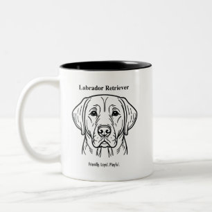 Caneca De Café Em Dois Tons Retrato do Labrador Retriever - Linha Preta