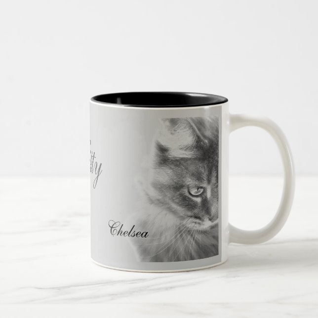 Caneca De Café Em Dois Tons Retrato "Gatinho Anjo" (Direita)