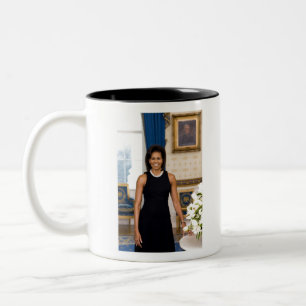 Caneca De Café Em Dois Tons Retrato Oficial da Primeira Dama Michelle Obama