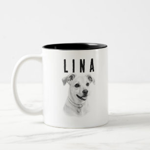 Caneca De Café Em Dois Tons Retrato Personalizado de Animal de Estimação